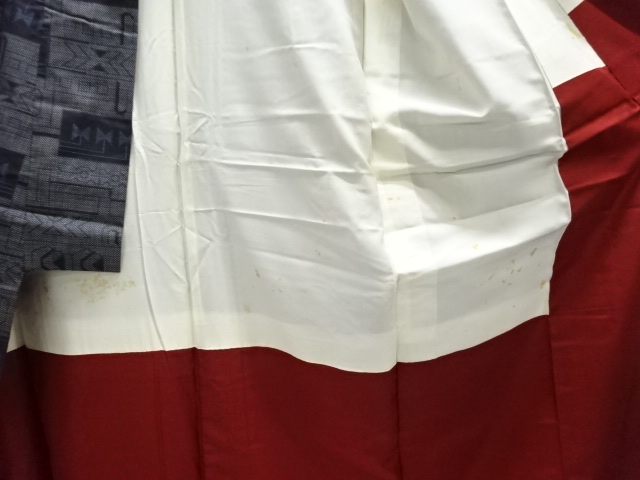  幾何学模様織出し本場泥大島紬着物（5マルキ）